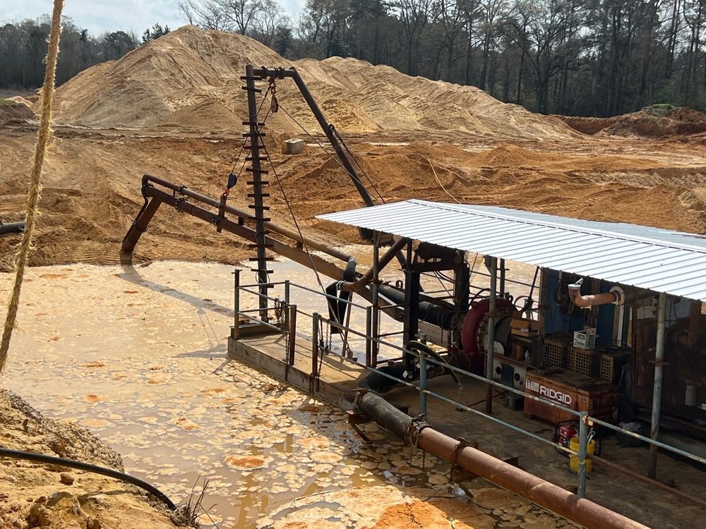 A dredge pumping sand and gravel at a Crawford Aggregate mine