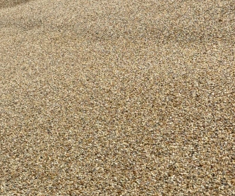 Close-up of washed pea gravel on a stockpile at a Crawford Aggregate mine